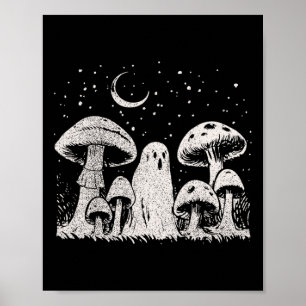 Poster Halloween Mushroom Ghost Vintage Grunge 90 Aesthet