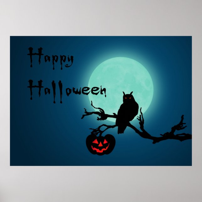 Poster Halloween Night Pumpkin Owl (Frente)