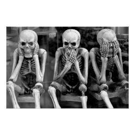 Pôster Halloween No Mau Skeletons