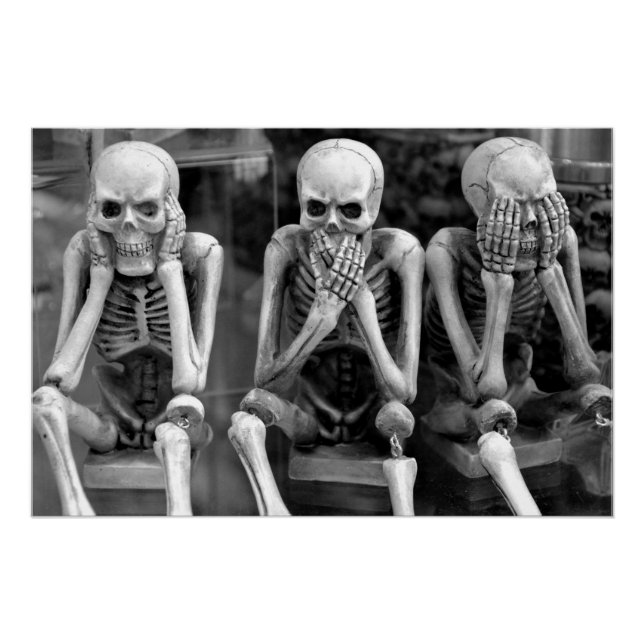 Pôster Halloween No Mau Skeletons (Frente)