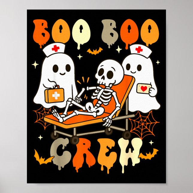 Poster Halloween Nurse Boo Boo Crew Ghost Doctor Paramedi (Frente)