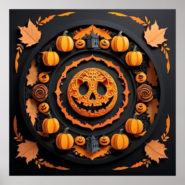 Poster Halloween Papercuat Mandala (Frente)