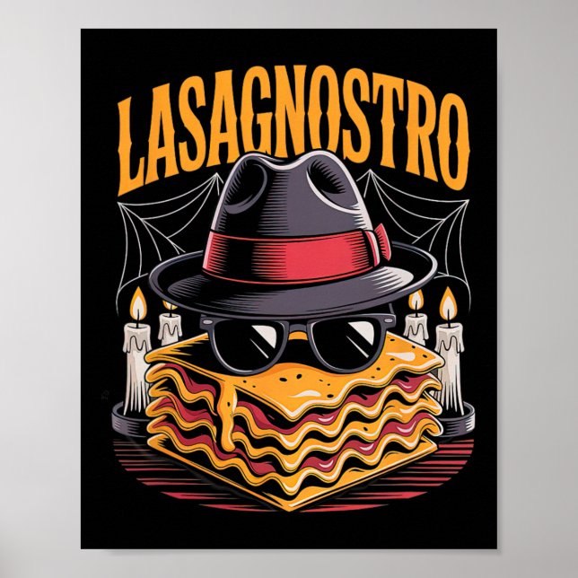 Poster Halloween Pasta Meme Mafia Parody Funny Lasagna Ar (Frente)