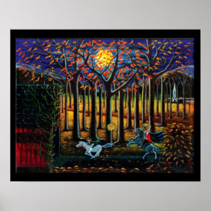 Pôster Halloween,poster,sem cabeça,cavaleiro,floresta