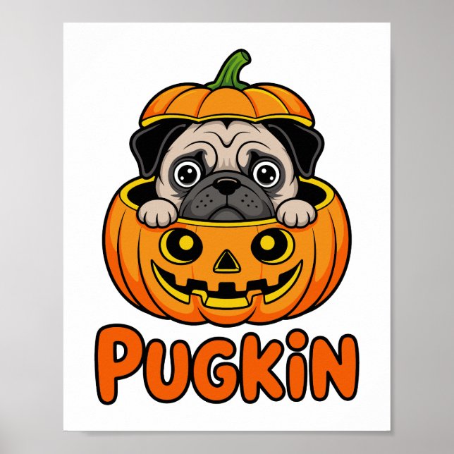 Poster Halloween Pugkin, Pumpkin Pug Dog (Frente)