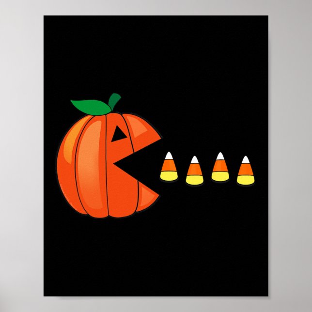 Poster Halloween Pumpkin Comendo Milho Doce (Frente)