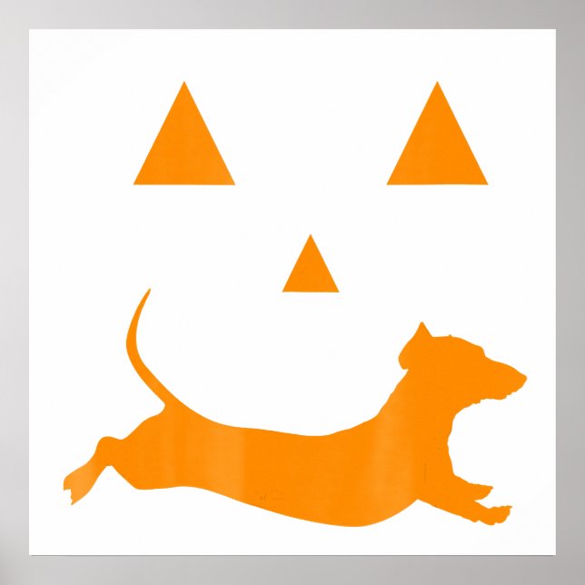 Poster Halloween Pumpkin Dachshund Jack-O-Lantern Costum (Frente)