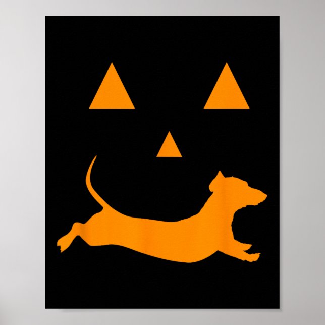 Poster Halloween Pumpkin Dachshund Jack-o-lantern Costum (Frente)