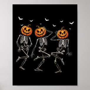 Poster Halloween Pumpkin Dancing Skeleton Costume Mulhere