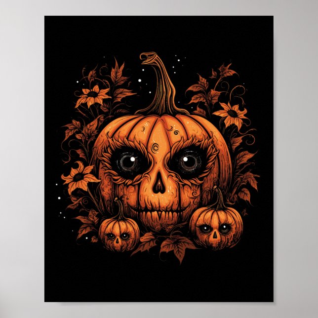 Poster Halloween Pumpkin Fall Autumn Mulheres (Frente)