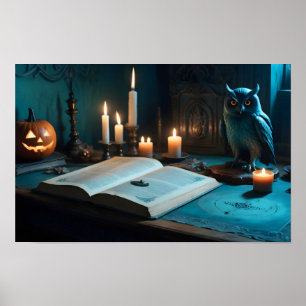 Poster Halloween Pumpkins Coruja Cute Spookie Magia Festi
