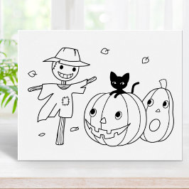 Poster Halloween Pumpkins e Scarecrow Coloring Page