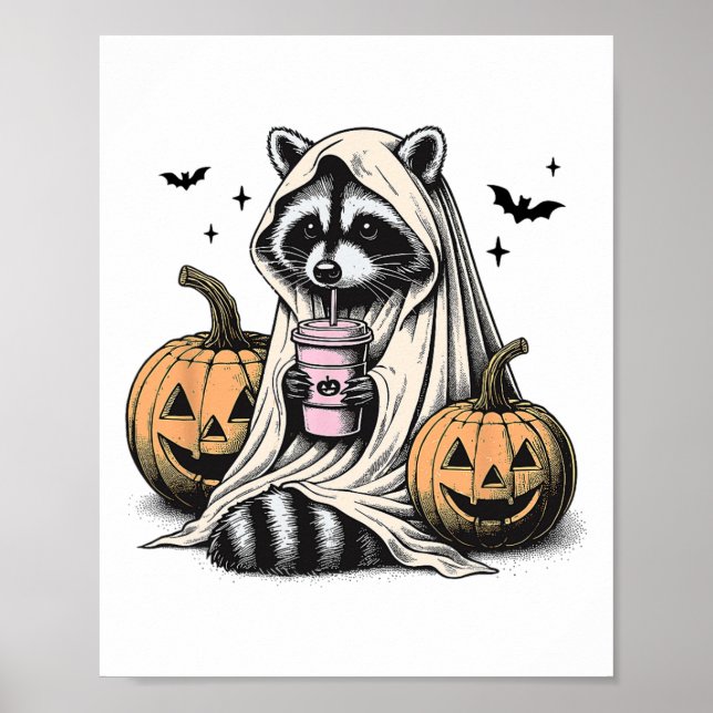 Poster Halloween Raccoon Ghost (Frente)