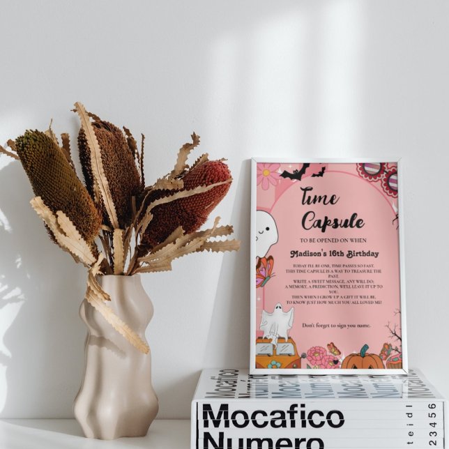 Poster Halloween Retro Groovy Tempo do primeiro aniversar (Criador carregado)