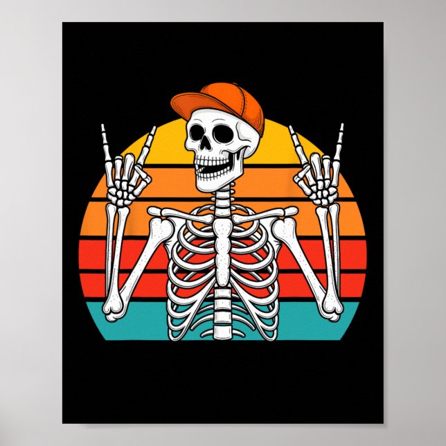 Poster Halloween Rocker Skeleton Boné Legal Punk Rock Men (Frente)