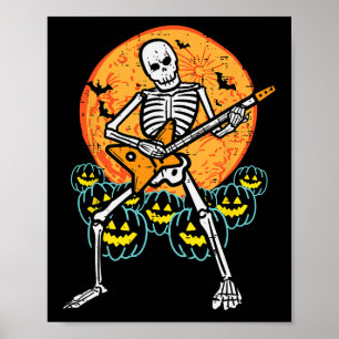 Poster Halloween Rocker Skeleton Guitar Rock Costume Men