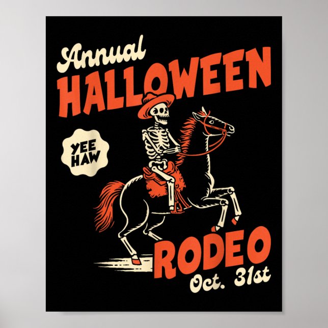 Poster Halloween Rodeo Horse Western Cowboy Fall Autumn S (Frente)