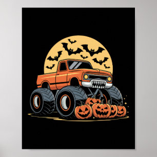 Poster Halloween S Para Crianças Monster Truck Pumpkins