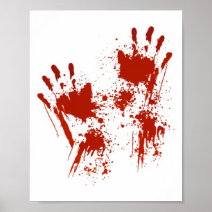 Poster Halloween Sangue Mãos Figurino Zombie