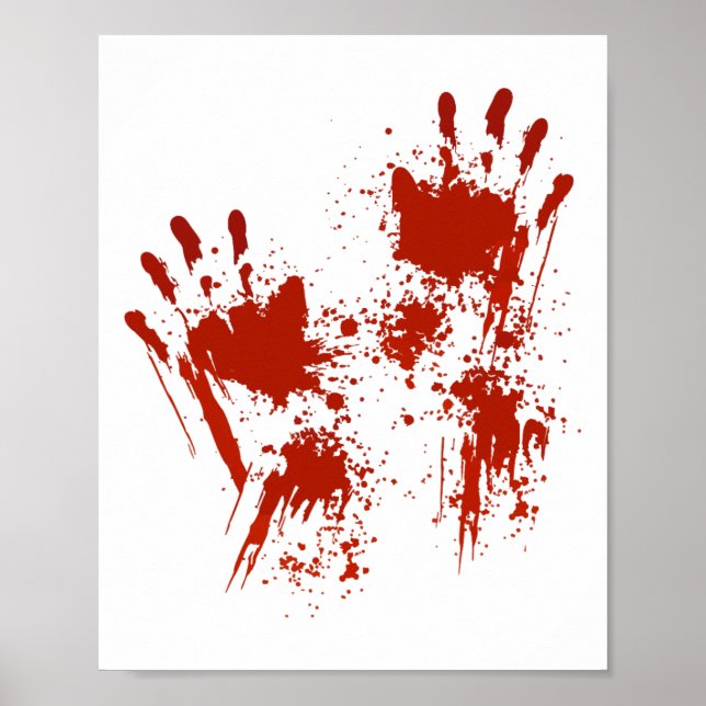 Poster Halloween Sangue Mãos Figurino Zombie (Frente)