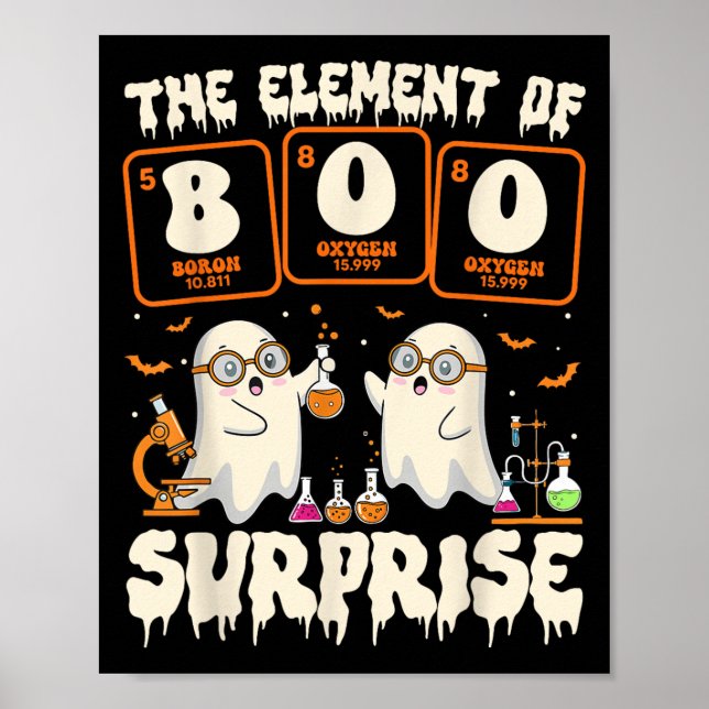 Poster Halloween Science Ghost Teacher The Element Of Sur (Frente)
