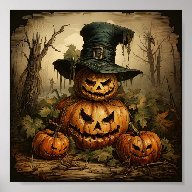 Poster Halloween Season Jack O Lantern Orange Pumpkins (Frente)