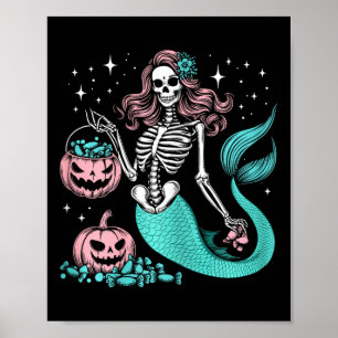Poster Halloween Sereia Sereia Esqueleto Engraçado