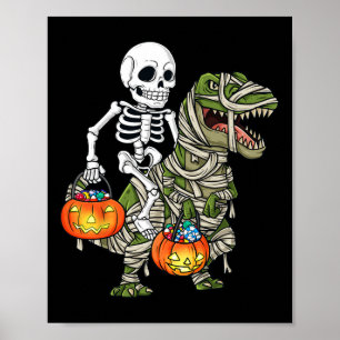 Poster Halloween Skeleton Andando Mummy Dinossaur T Rex D