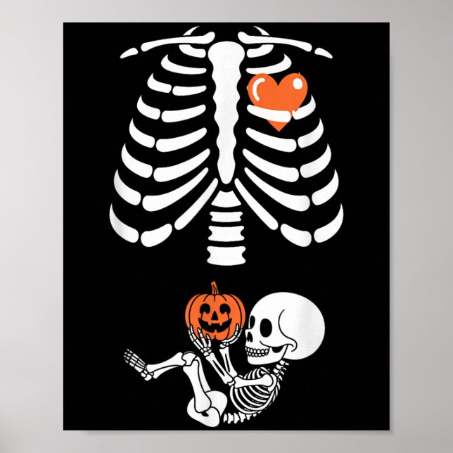 Poster Halloween Skeleton Baby Rib Cage Maternity Pregnan (Frente)