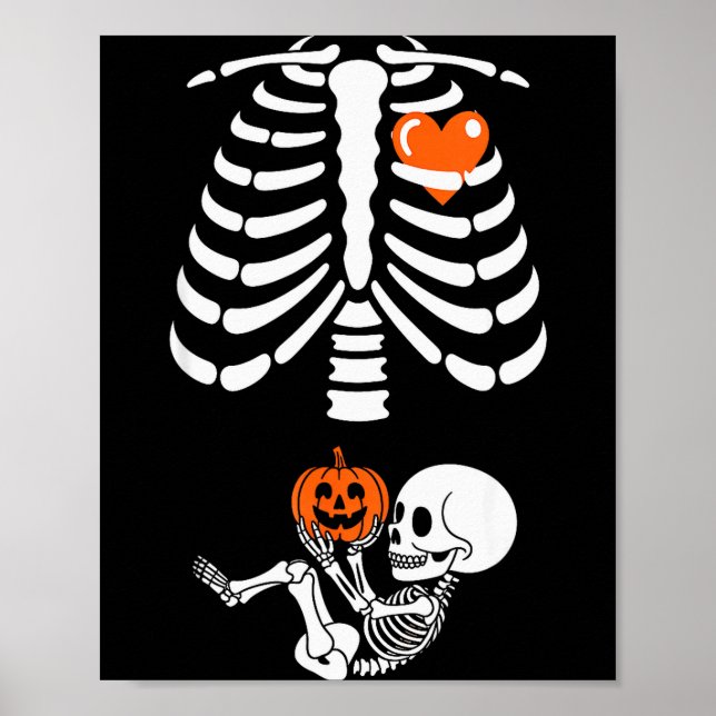 Poster Halloween Skeleton Baby Rib Cage Maternity Pregnan (Frente)