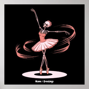 Poster Halloween Skeleton Ballerina Balé Dance Costume