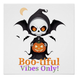 Pôster Halloween Skeleton Bat Vibes