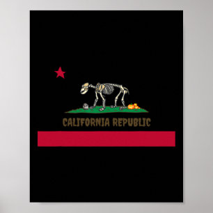 Poster Halloween Skeleton Bear California Ca Flag F