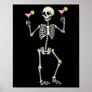 Poster Halloween Skeleton Bebendo Cosmopolitan Tail