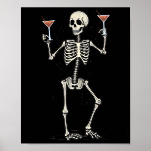 Poster Halloween Skeleton Bebendo Manhattan Tail