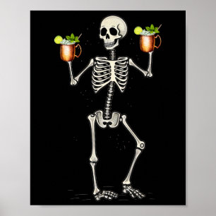 Poster Halloween Skeleton Bebendo Moscou Mule Tail