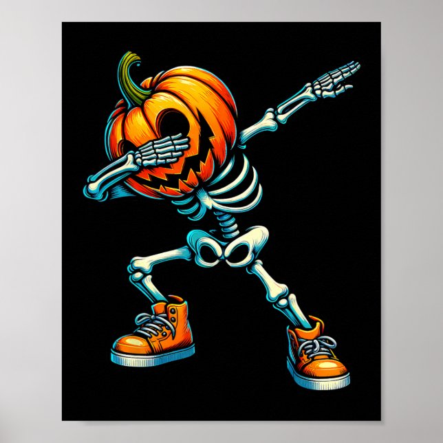 Poster Halloween Skeleton Boys Trick Treat Engraçado Pump (Frente)