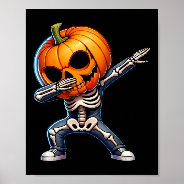 Poster Halloween Skeleton Boys Trick Treat Engraçado Pump (Frente)