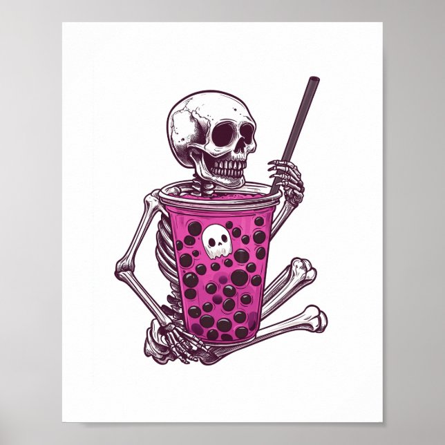 Poster Halloween Skeleton Bubble Tea (Frente)