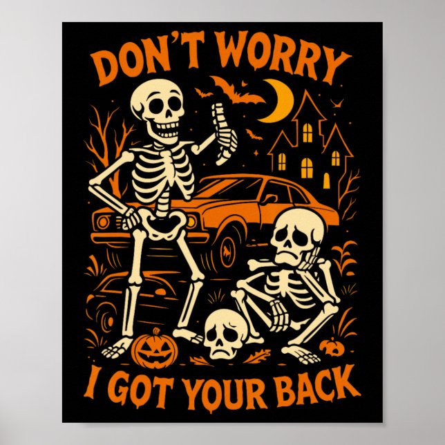 Poster Halloween Skeleton Engraçado (Frente)