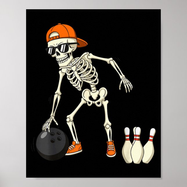 Poster Halloween Skeleton Funny Bowling Lovers For Teens  (Frente)