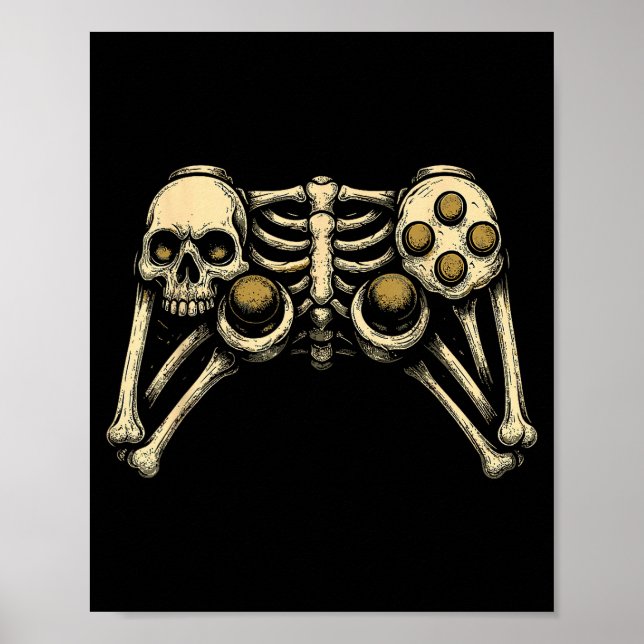 Poster Halloween Skeleton Gamer Gaming Controller Costume (Frente)