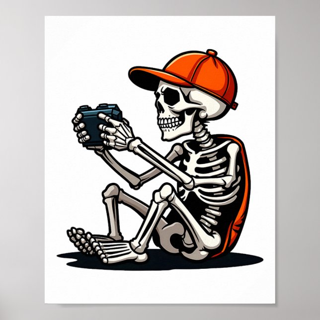 Poster Halloween Skeleton Gamer Video Gaming 1  (Frente)