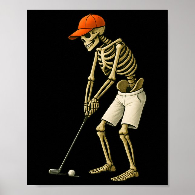 Poster Halloween Skeleton Golf Costume Homens Engraçados  (Frente)