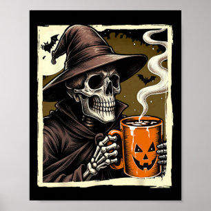 Poster Halloween Skeleton Hot Cocoa Morto Dentro Spooky S