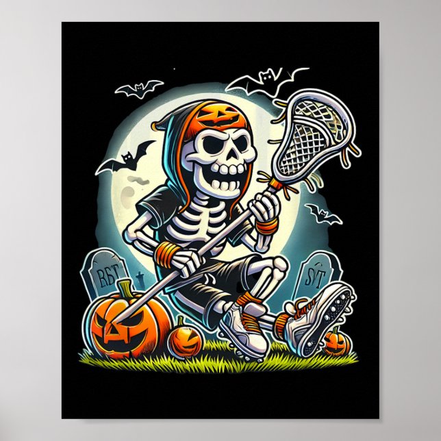 Poster Halloween Skeleton Lacrosse (Frente)