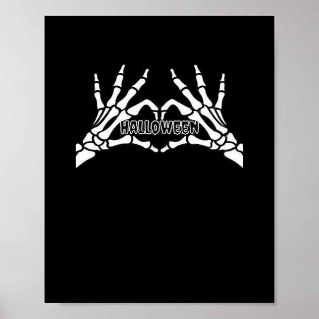 Poster Halloween - Skeleton Mãos Coração (Frente)