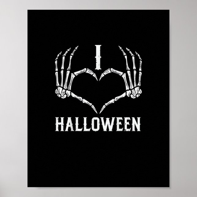 Poster Halloween Skeleton Mãos Corações Mulheres Bonitas  (Frente)