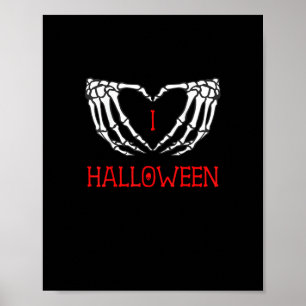 Poster Halloween Skeleton Mãos Formando Coração Gótica