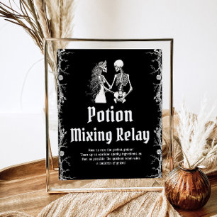 Poster Halloween Skeleton Potion Mixing Relay Sinal